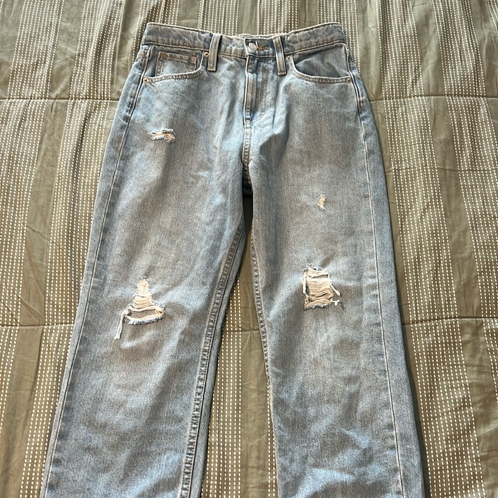 Slouchy straight, high rise jeans